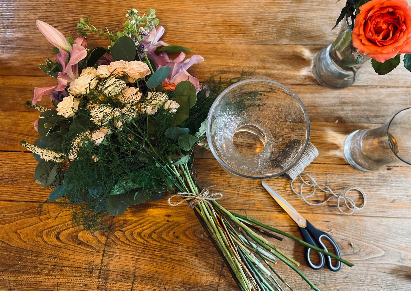 Flower arrangement on a table.