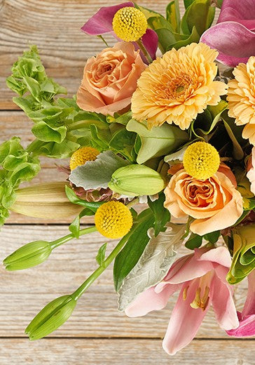 Yellow and pink flowers.