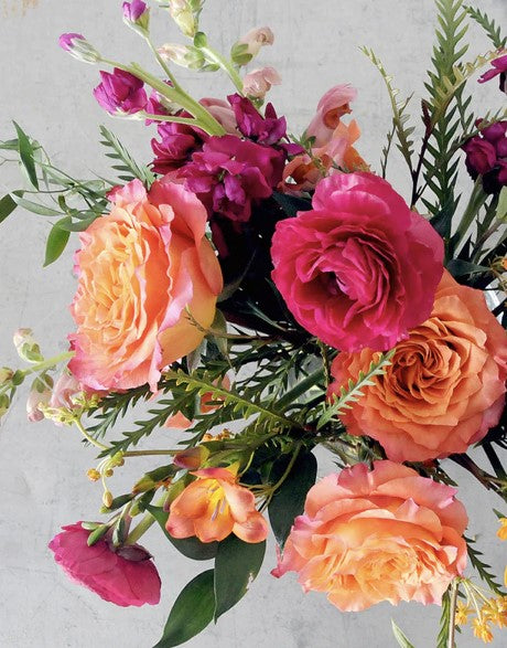 Orange and pink flowers.